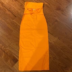NWT zara orange strapless cutout midi dress size M